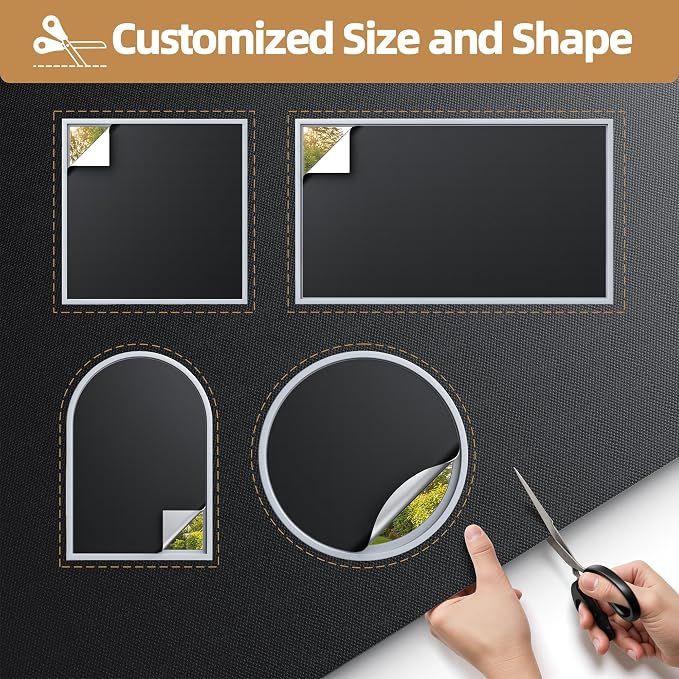 Magnetic Blackout Window Cover Portable 100% Blackout Curtains for Bedroom | 70" x 58" Blackout Blinds no Drill Temporary Blackout Shades Window Film for Media Room Travel Skylight RV- Black - Image 4