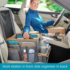 High Road Front Seat Organizer with Tray and Cup Holders | Car Office Organizer With File and Laptop Storage Compartment, Car Desk Top, Cup Holders and 8 Storage Pockets - Image 2
