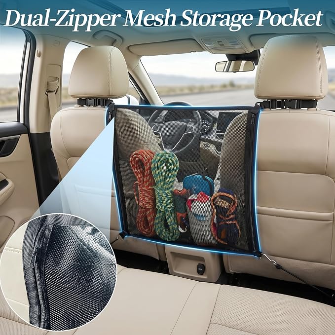 Dog Car Net Barrier for Back Seat, Pet Mesh Divider Gate Between Seats, SUV Truck Backseat Safety Barrier for Dogs Travel - Image 5