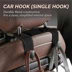 Car Headrest Hook,Premium Leather Back Seat Hanger for Purse & Bags | Solid 40lb metal core,360-degree silent rotation,space-saving hidden folding,durable dual support(2, Suede Black) - Image 7