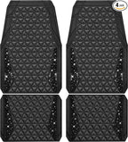 CAR PASS Bling Diamond Car Mats Rubber Floor Mats Full Set Anti-Slip 3D Rhombus Waterproof Trim to Fit Liner Universal Glitter Crystal Sparkly Shining Rhinestone Girl Women SUV Sedan, Black Diamond by CARPASS