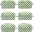 Checkered Makeup Bag for Purse, Small Cosmetic Pouch,Light Green,6 Pack | Cute Zipper Makeup Organizer for Women, Travel Essentials, Toiletries, Makeup Brushes, Beauty Accessories&Bridesmaid Gifts by PAZIMIIK