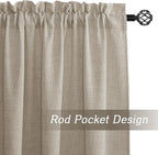 RYB HOME Natural Beige Linen Sheer Curtains 84 inches Long for Bedroom | Weave Textured, Rod Pocket, Light Filtering, for Living Room, W52 x L84, 2 Panels Set - Image 3