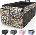 HOTOR Trunk Organizer - Foldable Car Organizer for SUVs & Sedans Storage | Sturdy Car Organization for Men & Women, Car Accessories, Tools, Sundries, Leopard, 2 Compartments, 21.3" x 12.6" x 10.6" by HOTOR