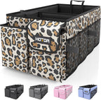 HOTOR Trunk Organizer - Foldable Car Organizer for SUVs & Sedans Storage | Sturdy Car Organization for Men & Women, Car Accessories, Tools, Sundries, Leopard, 2 Compartments, 21.3" x 12.6" x 10.6" by HOTOR