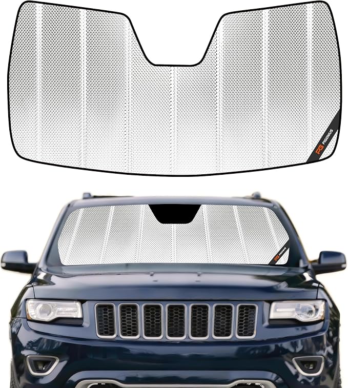 Pigenius Windshield Sunshade for Jeep Grand Cherokee 2014-2021, Grand Cherokee WK 2022 Custom Front Window Sun Shade - BLAZBLOCK by Pigenius