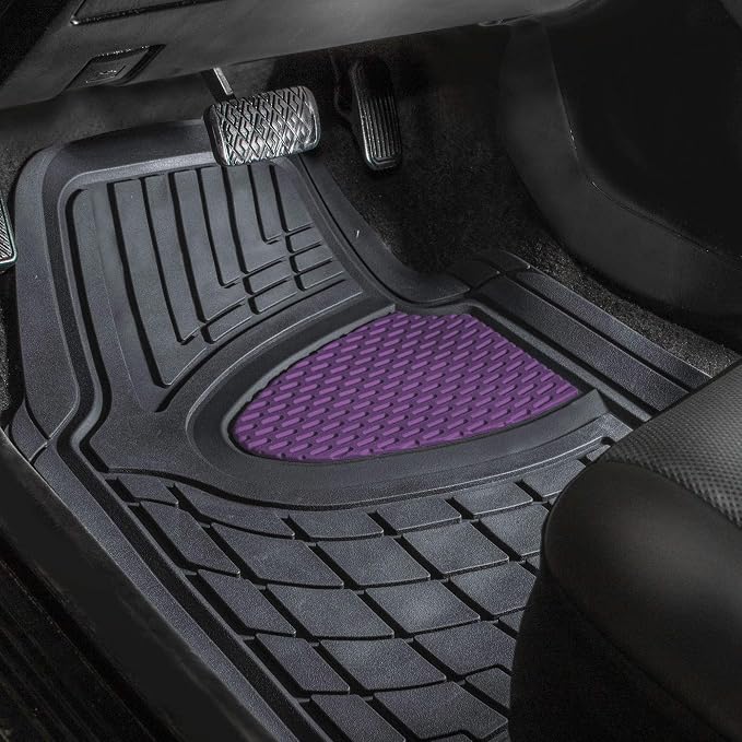 FH Group Automotive Floor Mats - Heavy-Duty Rubber Floor Mats for Cars, Universal Fit Full Set, Climaproof Floor Mats, Trimmable Floor Mats for Most Sedan, SUV, Truck Floor Mats Purple - Image 3