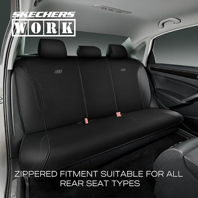 Skechers Car Seat Covers, Work Leather Seat Covers 5-Times Stronger Built-in Webbing, Oxford Fabric Seat Cover Full Sets, Airbag Compatible, Automotive Comfort for Cars, Trucks, SUVs,Black - Image 5
