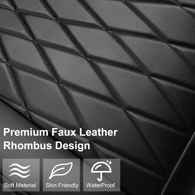 CAR PASS 2 Pack Leather Front Car Seat Covers, Bottom Seat Covers Full Wrapped with Storage Pocket, Anti-Slip Leather Seat Protectors,Waterproof Seat Cushion Pad Universal Fit Sedan SUV Truck, Black - Image 2