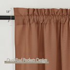 RYB HOME Linen Sheer Curtains 2 Panels for Living Room, Semi Transparent Privacy Drapes with Rod Pocket Farmhouse Style Window Treatments for Bedroom, Brunt Orange, 52" W x 84" L - Image 2