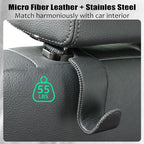 Car Seat Headrest Hook 55lb Heavy Duty Metal Hanger with Leather for Bags | Universal Fit car SUV Truck, Premium Microfiber Leather, Metal Core, Hang Purses Groceries Handbag Backpack, 2 Pack Black - Image 5