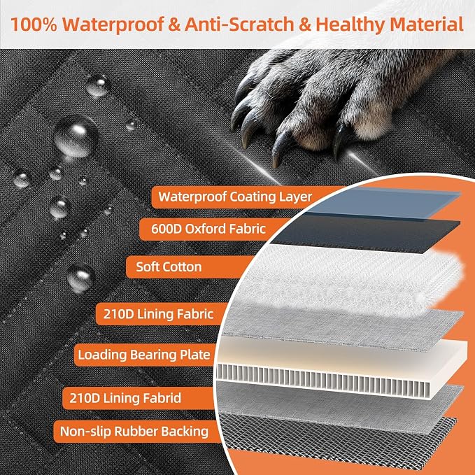 Back Seat Extender for Dogs,Hard Bottom Car Seat Cover for Dogs | With Mesh Window,Waterproof Backseat Pet Cover Hard Bottom-Dog Car Seat Cover for Back Seat Dog Hammock for Car/SUV - Image 5