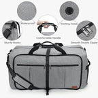 80L EXTRA LARGE Foldable Waterproof Travel Duffle Bag for Men and Women | with Shoe Compartment, Gray, 26" Duffel Bags for Weekender Gym Sport, Tear Resistant - Image 4