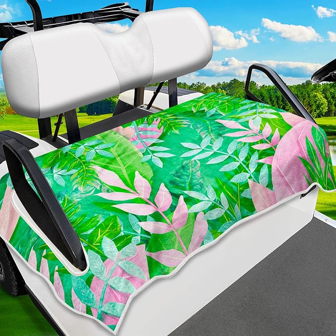 ENYORSE Golf Cart Seat Covers, Tropical Floral Seat Towel Blanket, Soft Breathable Microfiber, Keeps Seats Cool & Comfortable, 51”x31”, Fits 2 & 4 Passenger EZGO, Yamaha,Club Car Carts by EnjoyYourlifeEnjoyYourself