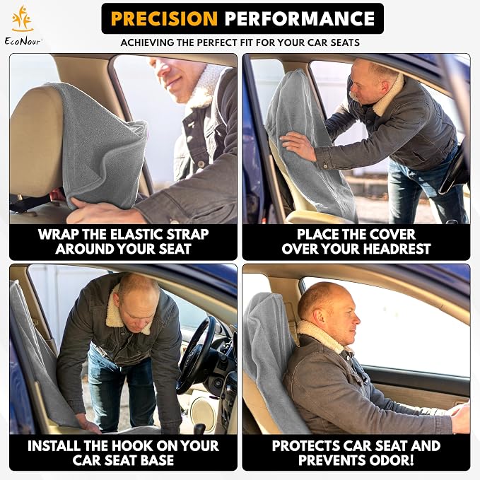 EcoNour Car Seat Cover Sweat Towel Waterproof Universal Seat Protector | For Gym, Workout, Swimming, Camping & Dog | Travel Washable Car Seat Cover for Cars, Trucks, SUVs & Vans – Grey 29" x 55.5" - Image 7