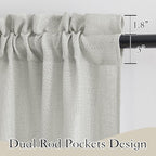 RYB HOME Linen Wonven Curtains Light Filtering Privacy UV Protection Window Blinds & Shades Draperies for Basement, Farmhouse, Villa, Boys Girls Bedroom, W 70 x L 95 inch, Grey, 2 Panels Set - Image 2