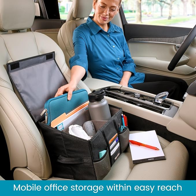 Passenger Seat Organizer and Car File Organizer for Mobile Office Work | High Road's Car Office Organizer is a Desktop and Filing Organizer with Adjustable Divider Panels for Custom Storage - Image 2