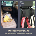 4-Pack Car Headrest Hooks Holds 55lbs Seat Storage Organizer for Bags | Fiber Leather, Durable Metal, Car Hanger for Backpack Umbrella Water Bottle Coat Purses Handbags Groceries, Black - Image 4