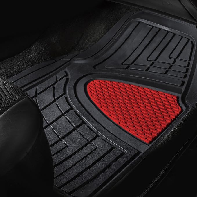 FH Group Premium Liners Tall Channel Trimmable All Weather Rubber Full Set Car Floor Mats (Red) w. Trimmable All-Season Cargo Liner (Black) - Universal Fit for Cars Trucks and SUVs - Image 2