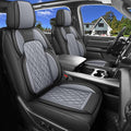 Car Seat Cover Custom Fit for Ford F150 2009-2026 Faux Leather Seat Cover Set Compatible with Regular Cab Super Cab Super Crew Pickup Truck Cushions (Black & Grey, Front Seat) by DuDuWang