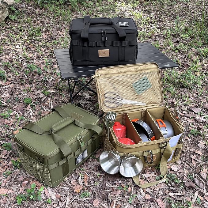 Tactical Camping Storage Bag 18L Tactical Utility Tote Bag Camping Cookware Organizer Trunk Organizer (Army Green) - Image 8