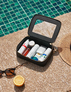 Clear Toiletry Bag 2 Pack, Travel Makeup Bag Medium and Large Black | Structured Clear Cosmetic Case with Zipper, Car Essential Organizer Bag for Women, Waterproof PU Leather, Wide Open Portable - Image 7