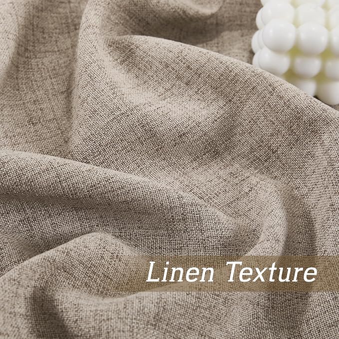 RYB HOME Linen Sheer Curtains 90 inches Long for Living Room | Breathable, Weave Textured, Rod Pocket, Semi Sheer, Oatmeal, for Dining Room, W52 x L90, 2 Panels Set - Image 4