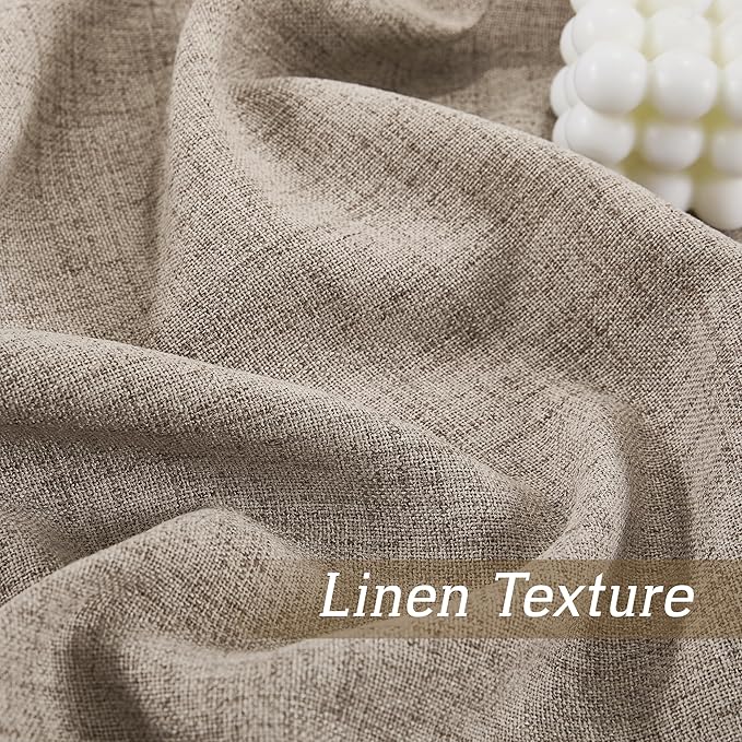 RYB HOME Linen Sheer Curtains 95 inches Long for Living Room | Breathable, Weave Textured, Rod Pocket, Semi Sheer, Oatmeal, for Dining Room, W52 x L95, 2 Panels Set - Image 4