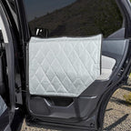 4Knines Heavy-Duty Car Door Protector for Dogs, Waterproof Large Grey | 24"W x 20"L; set of two door guards with top and bottom attachment points for secure fit; installs in 60 seconds. - Image 2