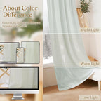 RYB HOME Privacy Semi Sheer Linen Curtains Extra Wide Curtains 108" Length, Rod Pocket Linen Blend Elegant Light Filtering Privacy Protected Panels for Farmhouse/Living Room, Sage, 52" W, 2 Panels - Image 7