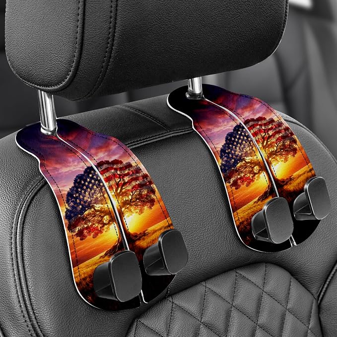 WOCOCN Purse Holder for Car, 2 Pack Heavy Duty Purse Hanger for Car,Tree | PU Leather Car Seat Hooks for Purses and Bags, Cute Floral Headrest Organizer for Handbags & Backpacks by WOCOCN