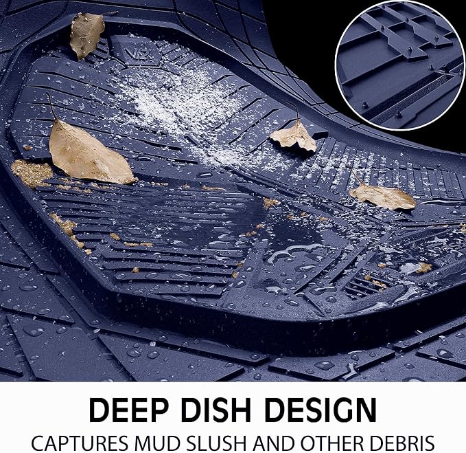 CAR PASS Heavy Duty Rubber Car Mats with Cargo Liner, Deep-Dish Car Floor Mats and Trunk Mat All Weather, Universal Trim-to-Fit for SUVs Trucks Sedans, Waterproof Anti-Slip, Trimmable V12 Blue - Image 4