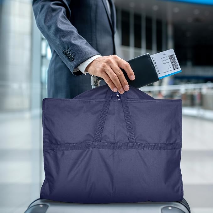 Lazebox 43" Travel Garment Bag with Accessories Zipper Pocket, Heavy Duty Suit Bag for Suits, Tuxedos, Dresses, Coats, Blue, 1 pack - Image 8