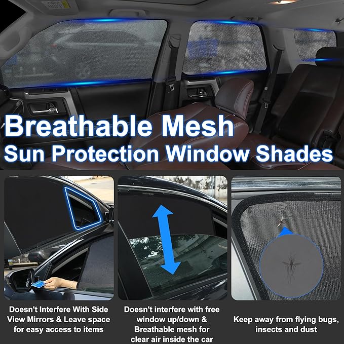 Front Side Half Window Shade Foldable Custom Fit for Hon-da Pilot SUV 2025 2026 Car Window Shades for Side Window Sun Shade UV Protection Heat Insulation for Camping Sleeping 6PCS - Image 2