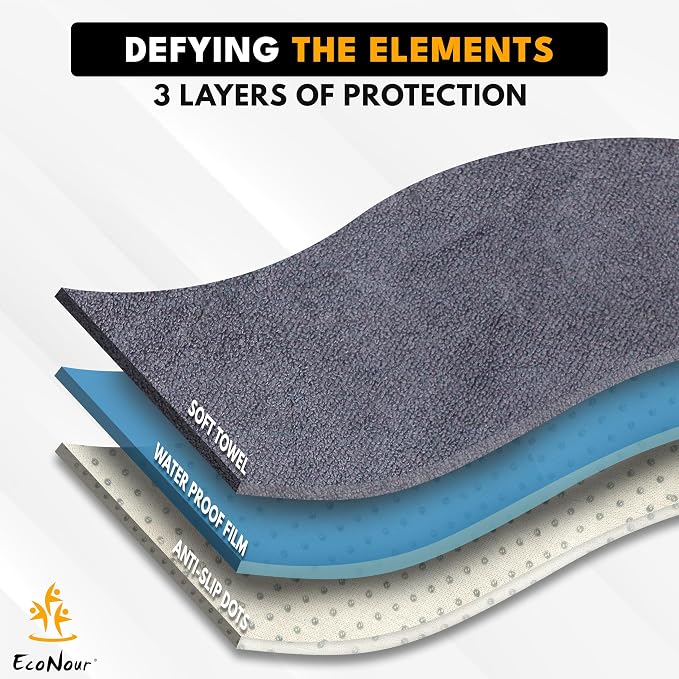 EcoNour Car Seat Cover Sweat Towel Waterproof Universal Seat Protector | For Gym, Workout, Swimming, Camping & Dog | Travel Washable Car Seat Cover for Cars, Trucks, SUVs & Vans – Grey 29" x 55.5" - Image 4