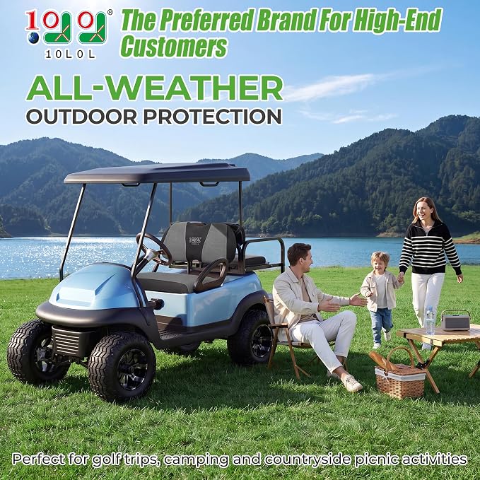 10L0L Golf Cart Seat Covers for Yamaha EZGO Club Car Seat Towel Cushion | Breathable Mesh All-Season Front/Rear Seat Blanket, UV Resistant, Cool Comfort, Machine Washable, Easy On, Great Golf Gift - Image 2