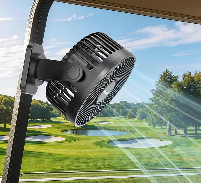 [Upgraded 2X Magnet] 1-Pack Magnetic Golf Cart Fan Rechargeable, 12000mAh Battery Operated Portable Fan with Light, Magnetic Base, Suitable for EZGO Club Car Yamaha, Golf Cart Accessories 2026 by MAGOLFINGolf