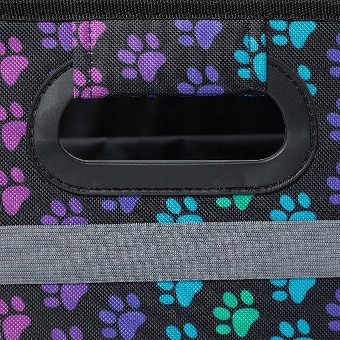 GreaterGood Paws Car Trunk Organizer Foldable Storage Bin with Handles Non Slip Base Pet Gear Travel Tote for SUV Truck (Rainbow Paws) - Image 6