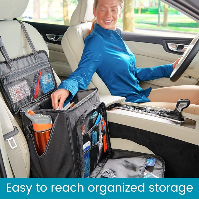 Front Seat Car Organizer, Laptop Organizer and Car and Truck File Organizer | High Road's Mobile Office Organizer with Desk Supplies Compartment, 2 Insulating Bottle Holders and Laptop Sleeve - Image 2