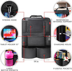 Helteko Backseat Car Organizer, Kick Mats Back Seat Protector with Touch Screen Tablet Holder, Back Seat Organizer for Kids, Travel Accessories with 9 Storage Pockets 2 Pack, Black - Image 6