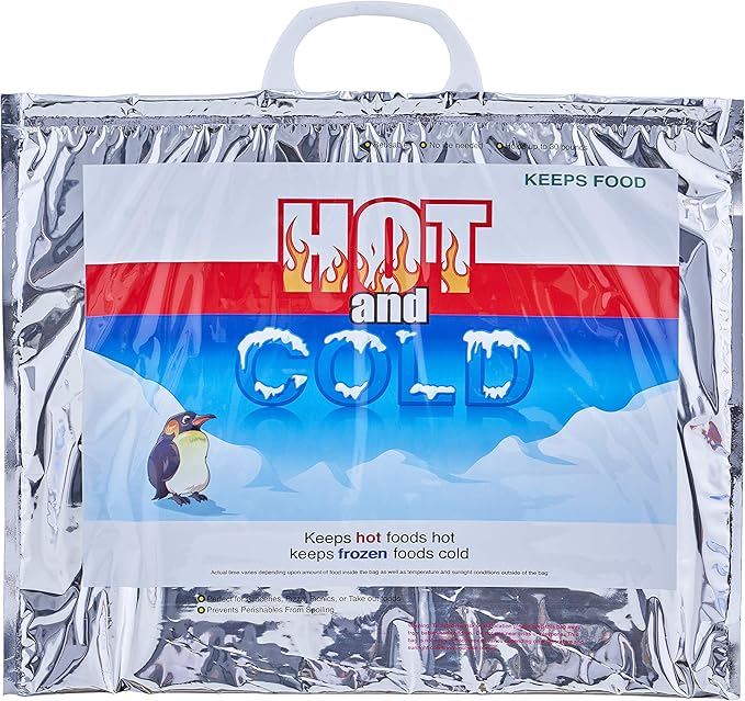Superio Hot and Cold Insulated Bags for Food Delivery, Grocery Shopping Bags, Food Storage for Hot and Frozen Food for Travel, Disposable Cooler Bag, Reinforced Thermal Lunch Bag (1, 15.5"x13") by Superio