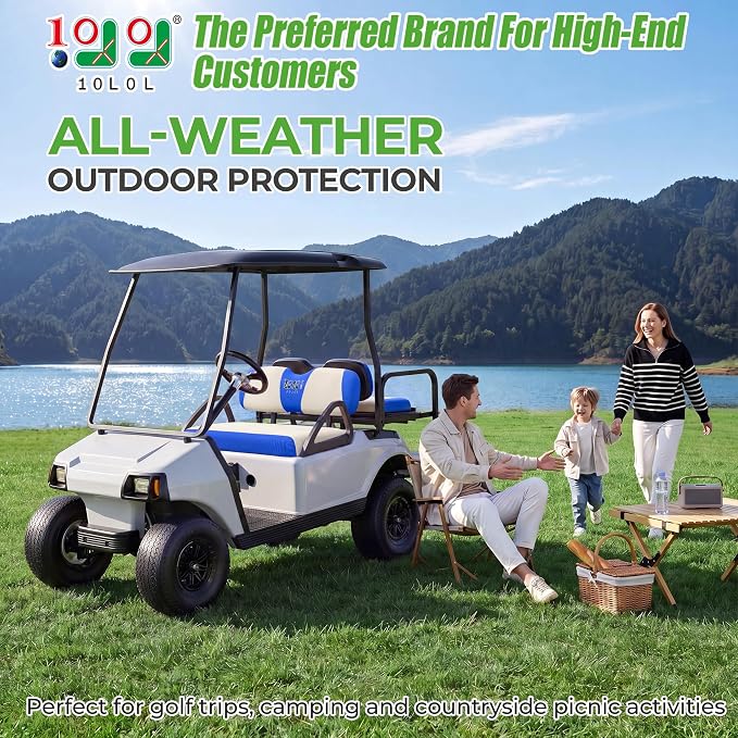 10L0L Golf Cart Seat Covers for Yamaha EZGO Club Car Seat Towel Cushion | Breathable Mesh All-Season Front/Rear Seat Blanket, UV Resistant, Cool Comfort, Machine Washable, Easy On, Great Golf Gift - Image 2
