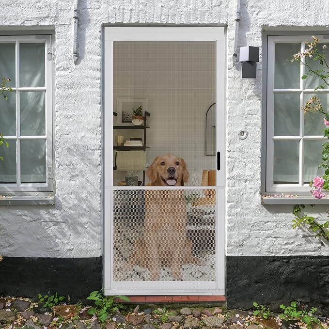 Guardian Steel Pet Grille Screen Door Protector for Dogs Pets Cats Scratch Protector Replacement (Grey, 30 inch) Screen Door Guard Pet Proof Rv Screen Door Grill Guards - Image 5