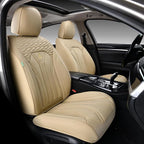 Leather Seat Covers, Seat Covers Full Set, Car Seat Protectors 5 Seats, Automotive Seat Covers Fit for Most Cars Trucks-Beige - Image 2