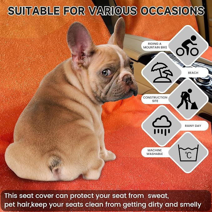 Car Seat Covers 2pcs Waterproof Towel Car Seat Cover Universal Fit for Most Trucks SUV Fitness Athletes Pets Gym and Water Sport，(Orange) - Image 4
