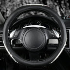 CAR PASS Bling Diamond Black Leather Steering Wheel Cover, Studded Crystal Rhinestones Universal Fit 14" 1/2-15" Glitter for Women Sparkle Girl Fit Suvs,Vans,Sedans,Car,Trucks, Multicolor Diamond - Image 9