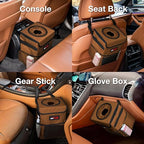 EPAuto Waterproof Car Trash Can with Lid and Pockets, 2.5 Gal, Brown | Leakproof, Collapsible Multipurpose Car Bin with 3 Side Storage Pockets, Adjustable Straps - Image 3