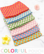 Checkered Makeup Bag for Purse, Small Flat Cosmetic Pouch,Orange Green | Cute Zipper Makeup Organizer for Women, Travel Essentials, Toiletries, Makeup Brushes, Beauty Accessories&Bridesmaid Gifts - Image 6