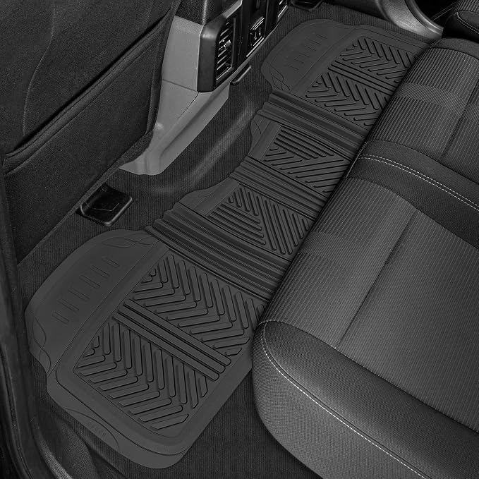 Motor Trend FlexTough™ Baseline Rubber Car Floor Mats with Trunk Mat Cargo Liner, Front & Rear Combo Set fits Most Car SUV Van Coupe Sedan, Heavy Duty All Weather Trim to Fit - Image 7