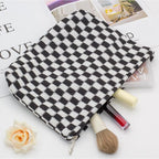 PAZIMIIK Checkered Makeup Bag for Purse, Small Flat Cosmetic Pouch,Black | Cute Zipper Makeup Organizer for Women, Travel Essentials, Toiletries, Makeup Brushes, Beauty Accessories&Bridesmaid Gifts - Image 3